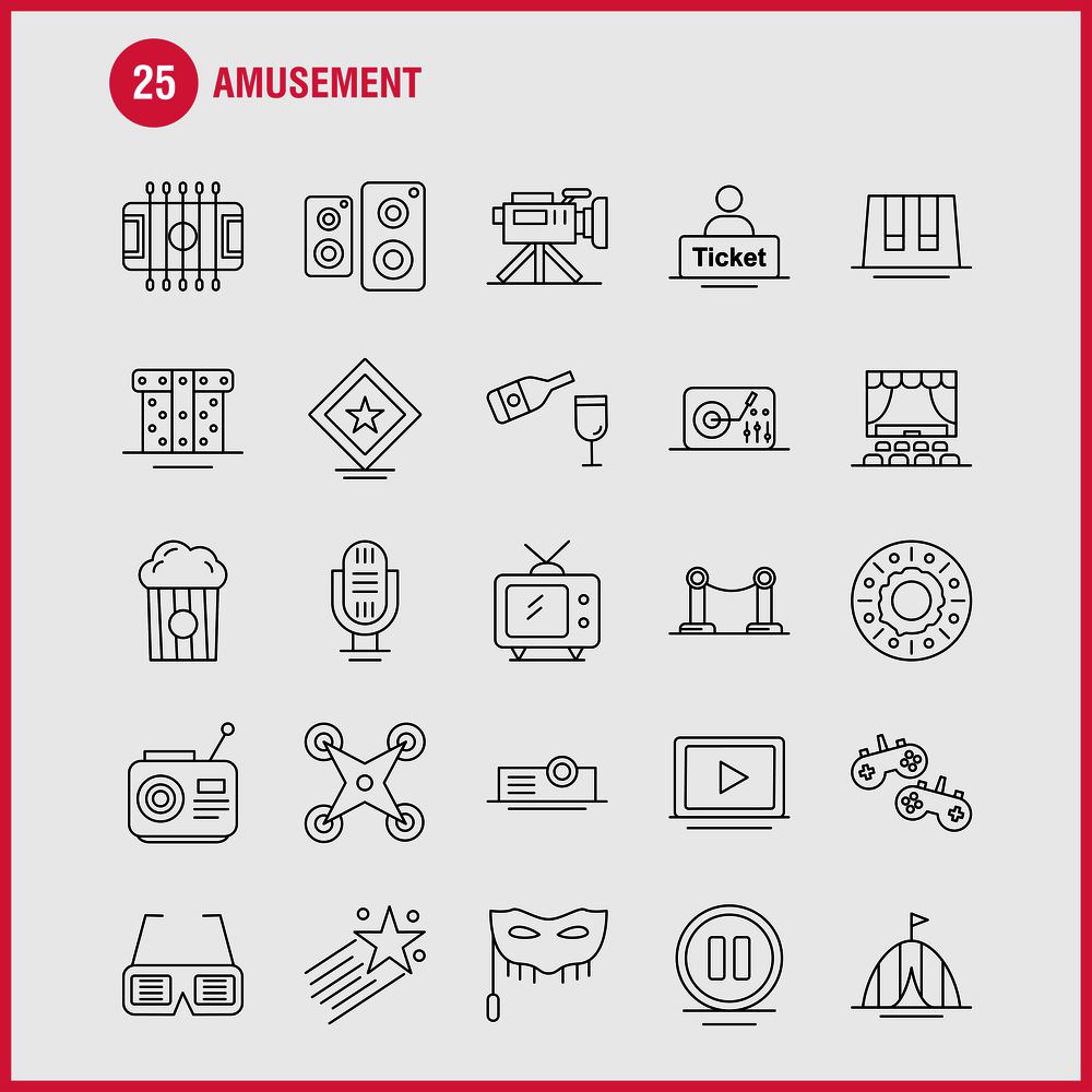 Amusement Line Icon for Web, Print and Mobile UX/UI Kit. Such as: Ticket, Sale, Mane, Cinema, Drone, Camera, Video, Media, Pictogram Pack. - Vector