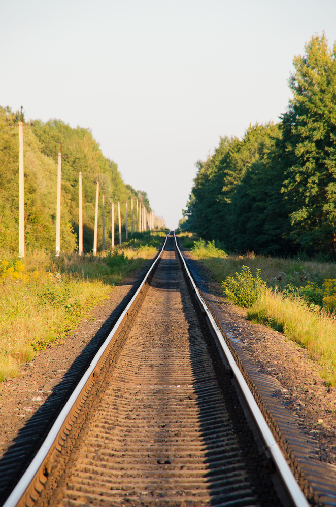 Railway rails of stretching into the distance