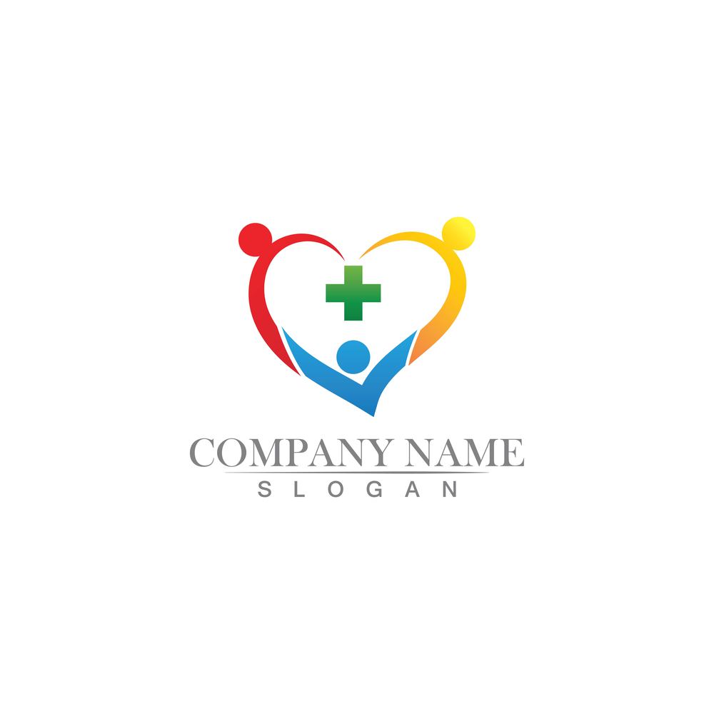 hospital logo and care logo health people icon vector design