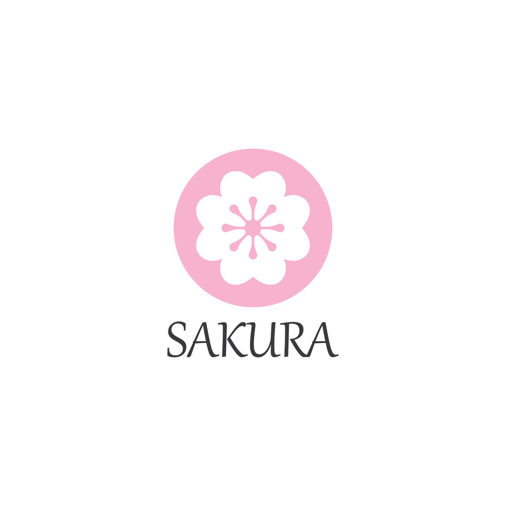 sakura flower icon logo design template