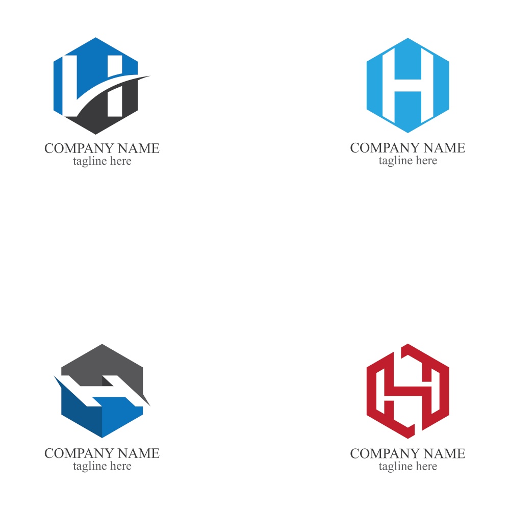 set of letter h hexagon vector logo design template