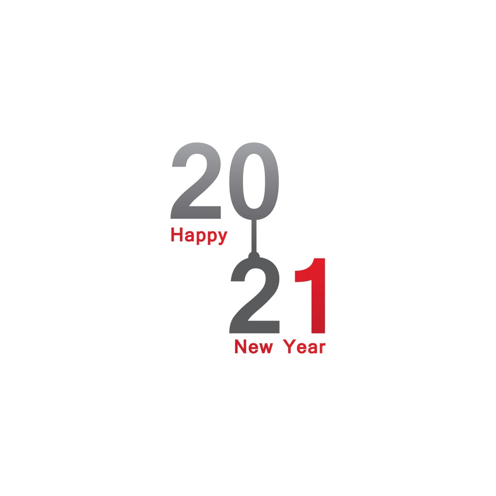 Happy New Year 2021 text, number design template vector