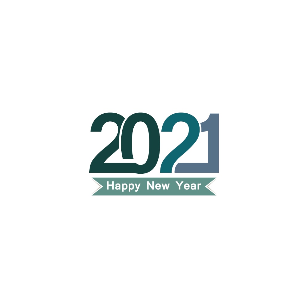 Happy New Year 2021 text, number design template vector