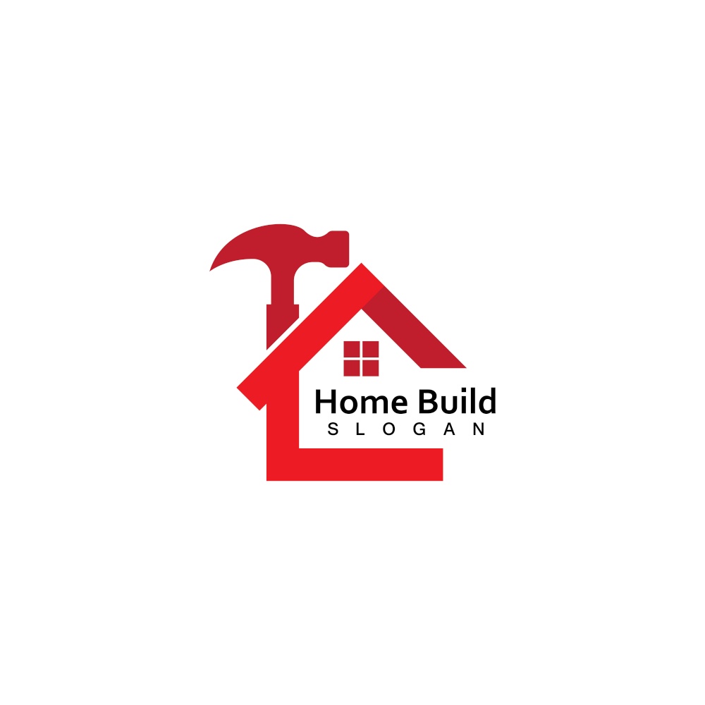 Creative Home Construction Logo With Hammer Symbol