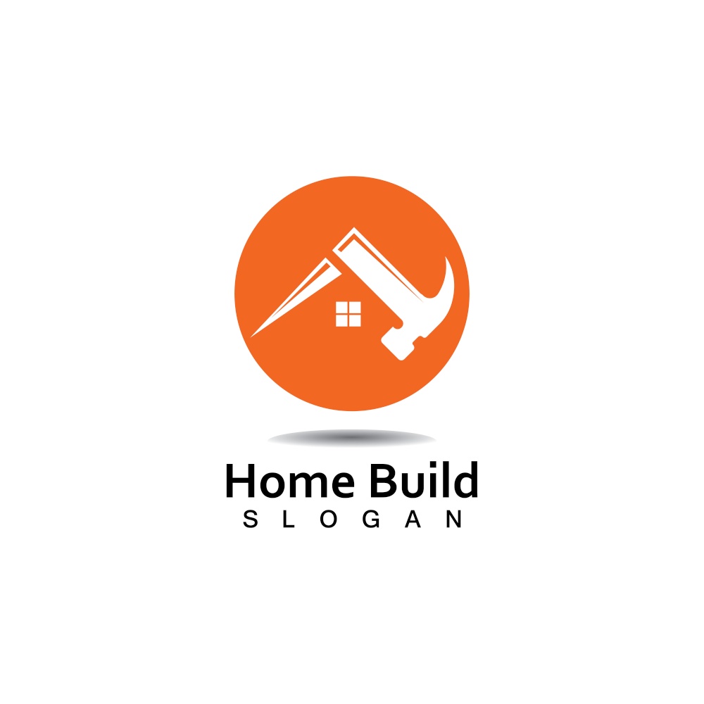 Creative Home Construction Logo With Hammer Symbol