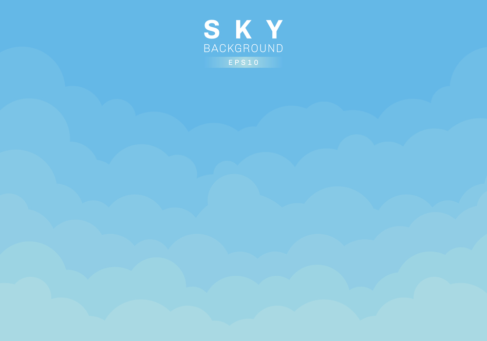 Blue sky and clouds background paper cut style natural concept. Vector illustration