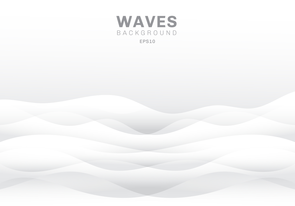 Abstract white waves background and texture with copy space. Smooth wavy nature. Vector illustration