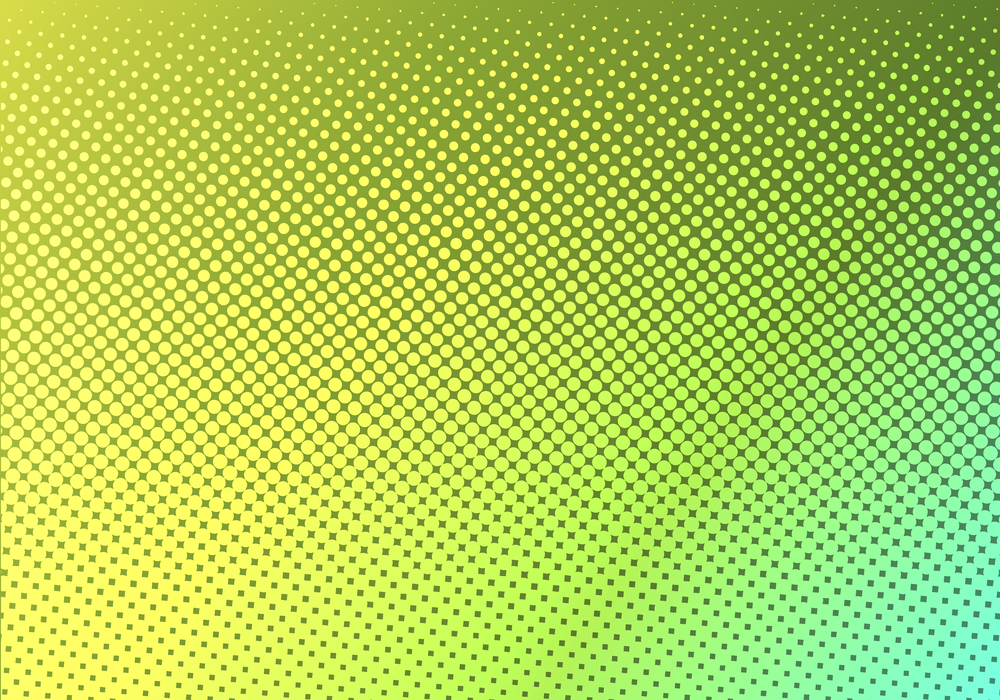 Bright green with yellow dotted halftone. faded dotted gradient. Abstract vibrant color texture. Modern pop art design template. Vector illustration