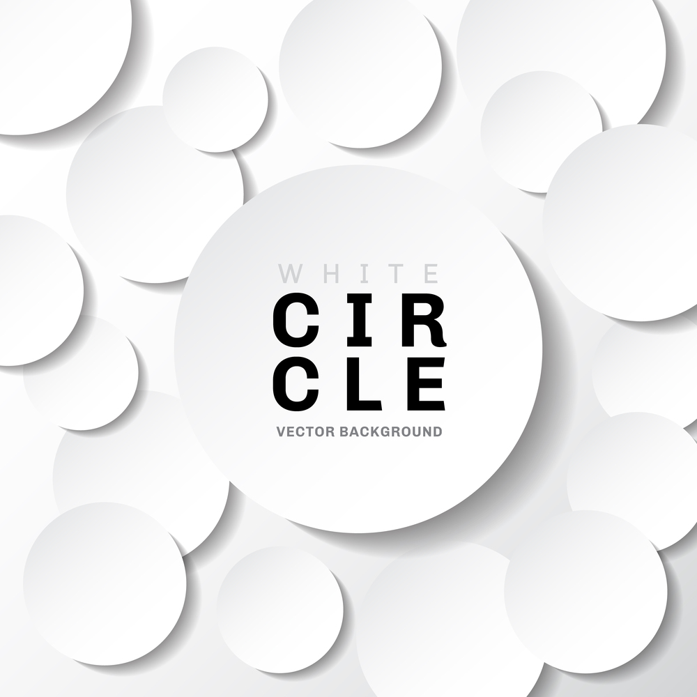 White template paper circle banner with shadow on white background with copy space. Vector illustration