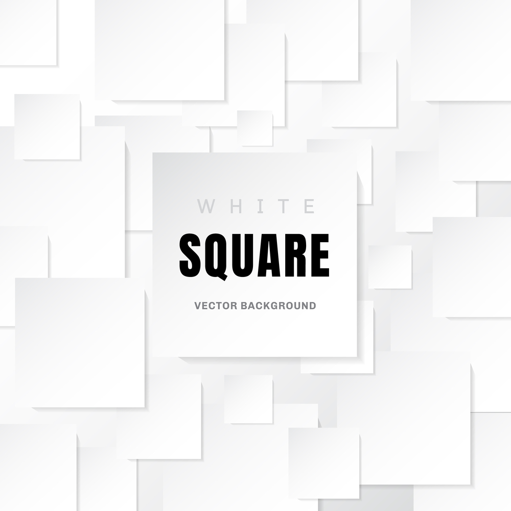White template paper squares banner with shadow on white background with copy space. Vector illustration