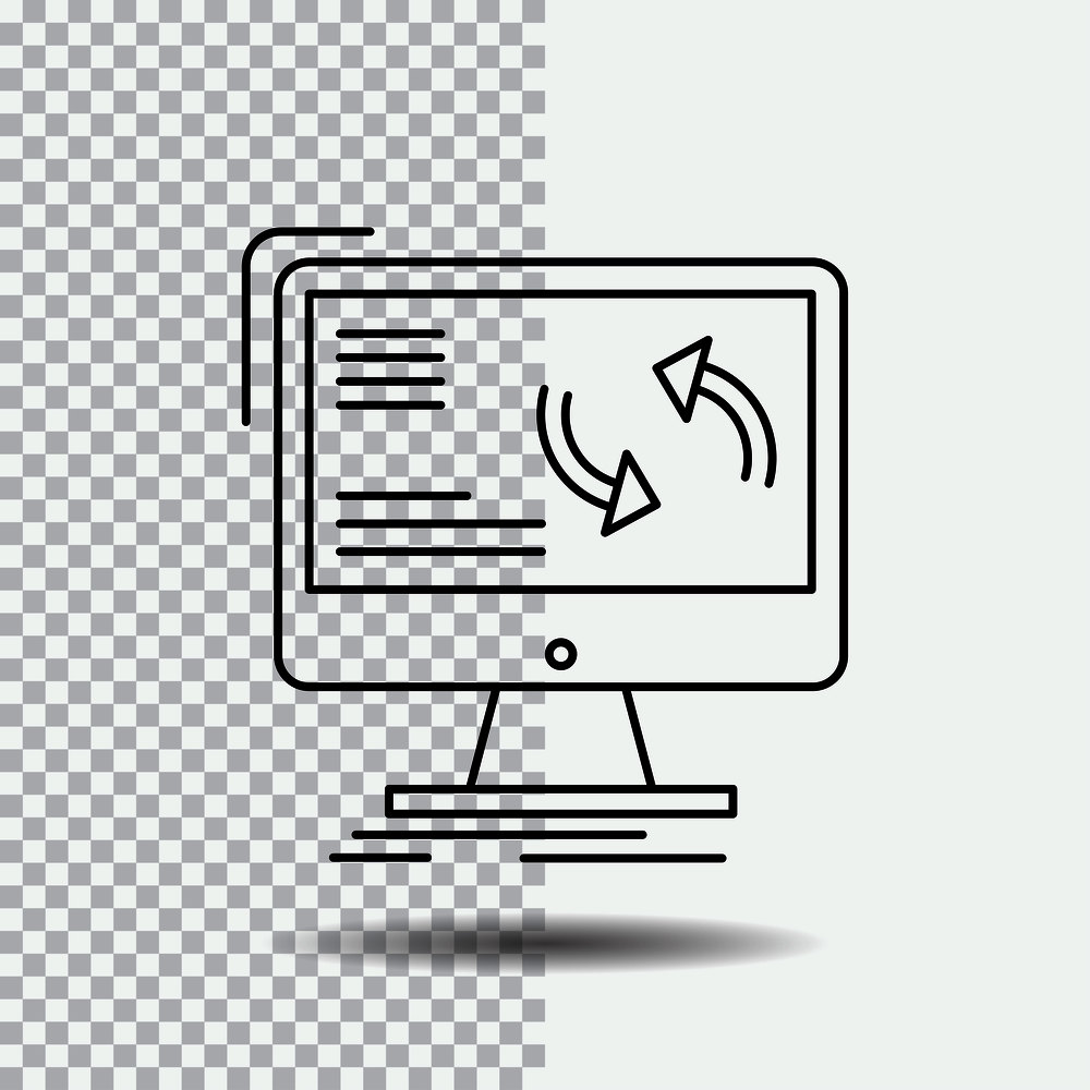 synchronization, sync, information, data, computer Line Icon on Transparent Background. Black Icon Vector Illustration. Vector EPS10 Abstract Template background
