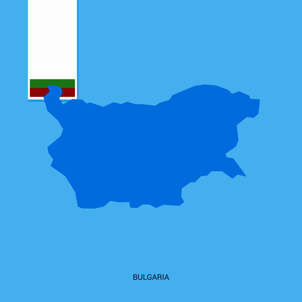Bulgaria Country Map with Flag over Blue background. Vector EPS10 Abstract Template background