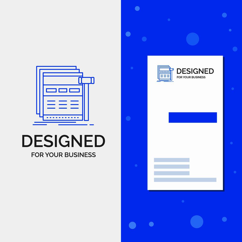 Business Logo for Internet, page, web, webpage, wireframe. Vertical Blue Business / Visiting Card template. Vector EPS10 Abstract Template background