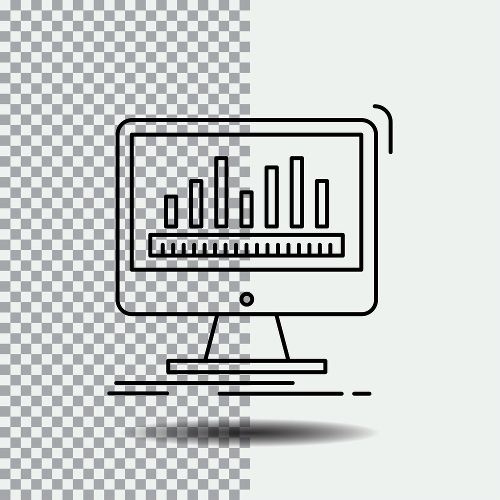 analytics, processing, dashboard, data, stats Line Icon on Transparent Background. Black Icon Vector Illustration. Vector EPS10 Abstract Template background