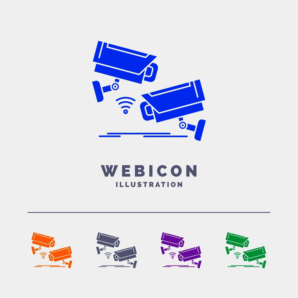 CCTV, Camera, Security, Surveillance, Technology 5 Color Glyph Web Icon Template isolated on white. Vector illustration. Vector EPS10 Abstract Template background