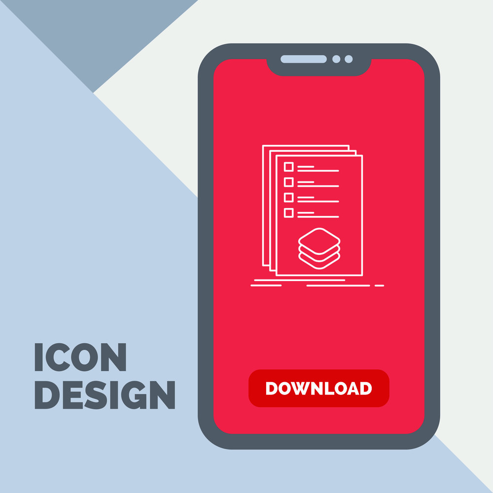 Categories, check, list, listing, mark Line Icon in Mobile for Download Page. Vector EPS10 Abstract Template background