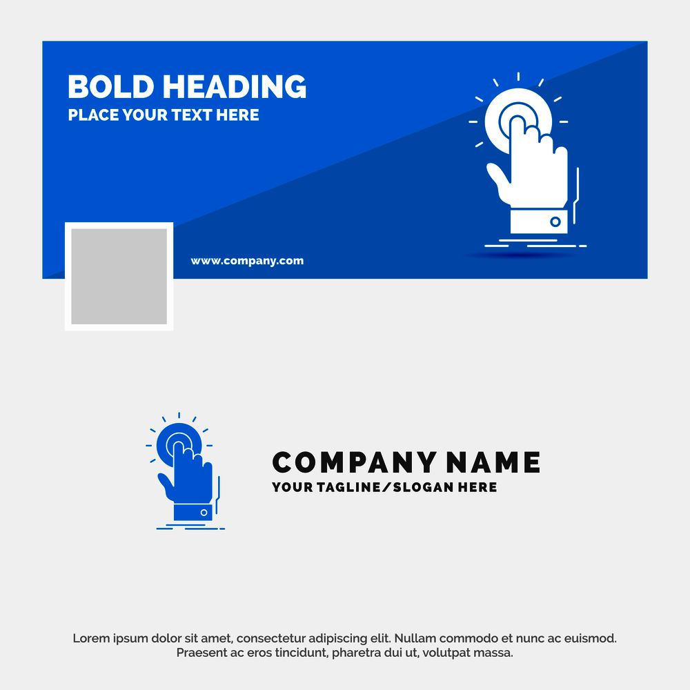 Blue Business Logo Template for touch, click, hand, on, start. Facebook Timeline Banner Design. vector web banner background illustration. Vector EPS10 Abstract Template background