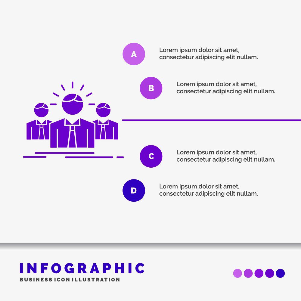 Business, career, employee, entrepreneur, leader Infographics Template for Website and Presentation. GLyph Purple icon infographic style vector illustration.. Vector EPS10 Abstract Template background