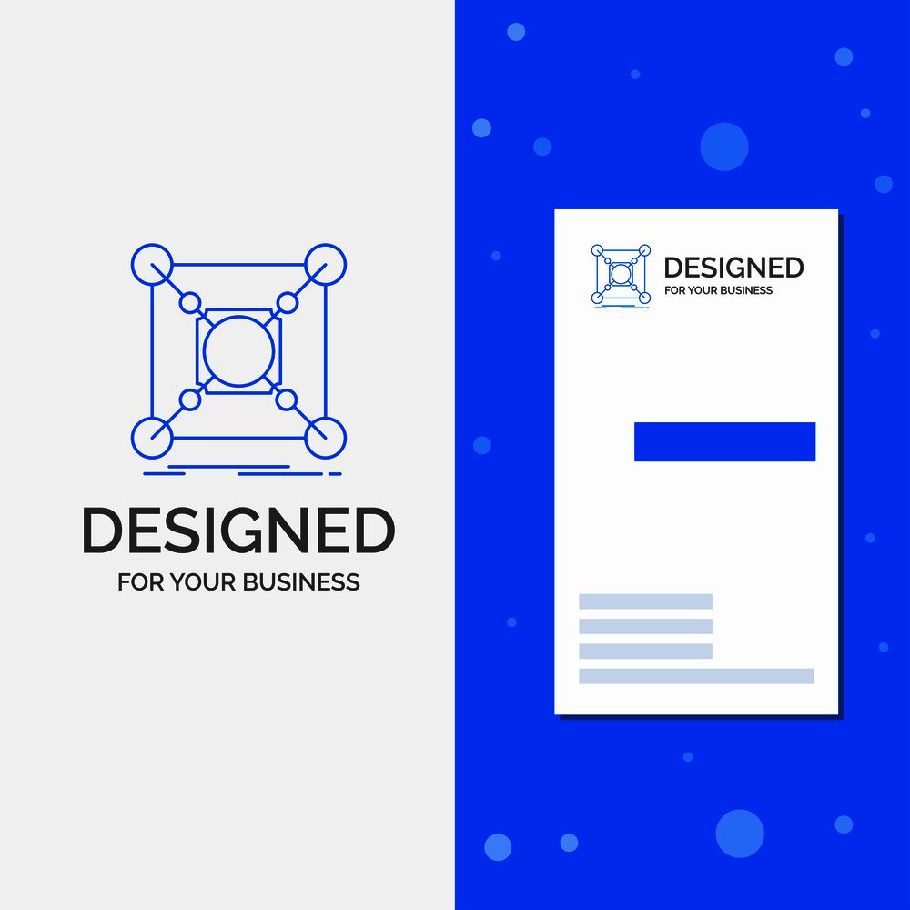 Business Logo for Base, center, connection, data, hub. Vertical Blue Business / Visiting Card template. Vector EPS10 Abstract Template background