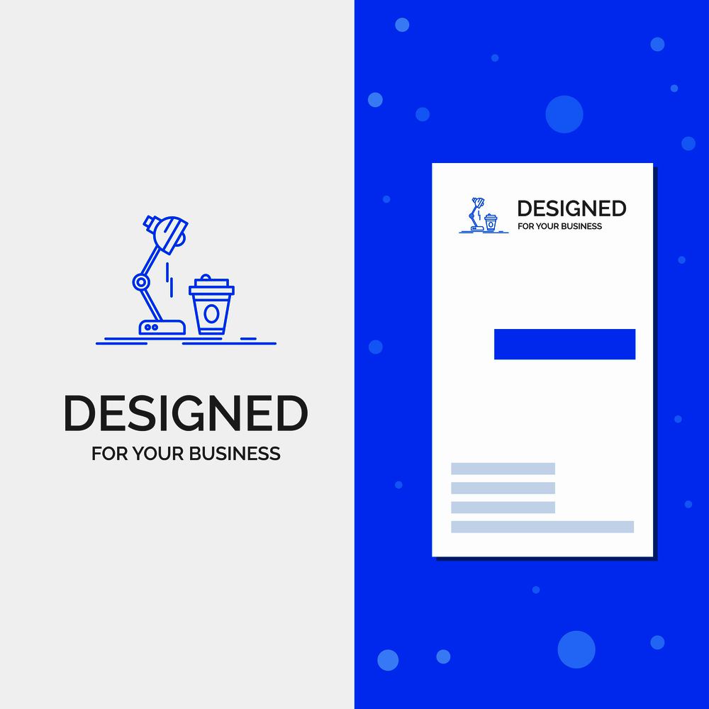 Business Logo for studio, design, coffee, lamp, flash. Vertical Blue Business / Visiting Card template. Vector EPS10 Abstract Template background