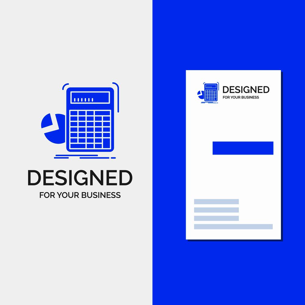Business Logo for calculator, calculation, math, progress, graph. Vertical Blue Business / Visiting Card template.. Vector EPS10 Abstract Template background