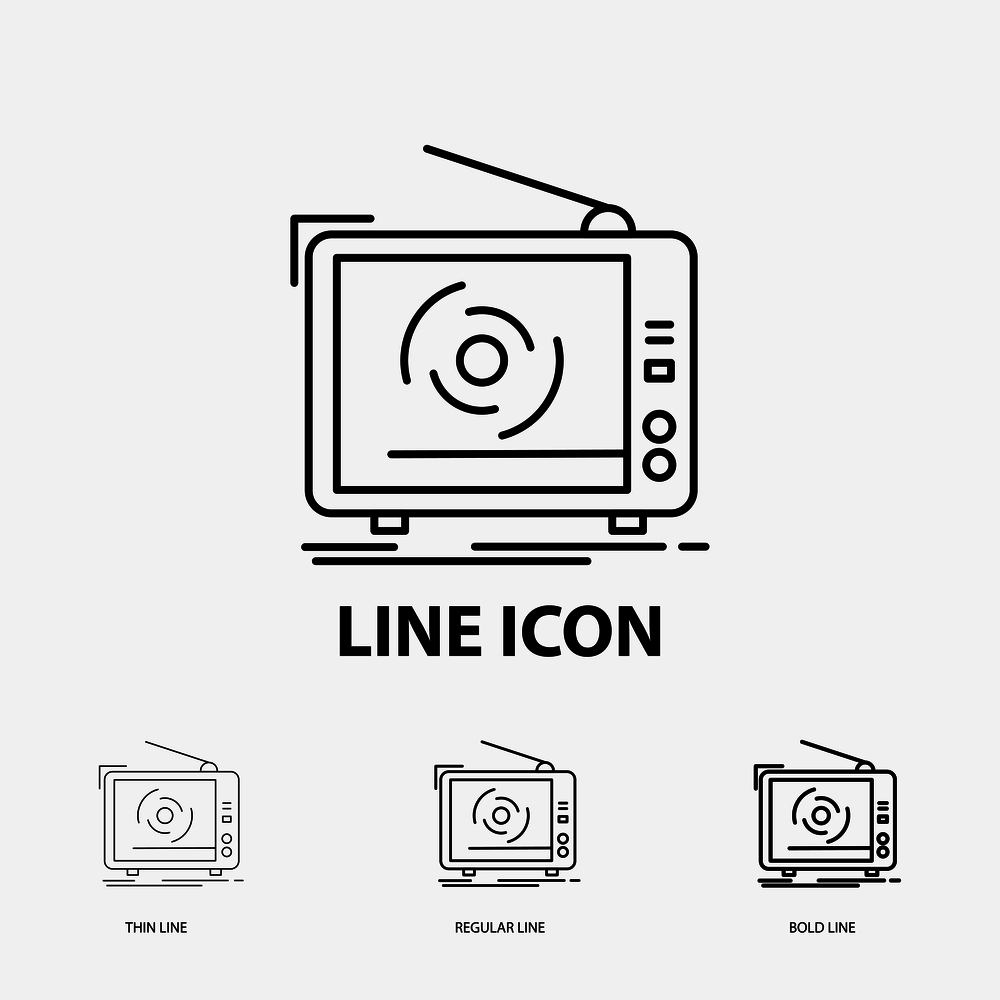 tv, ad, advertising, television, set Icon in Thin, Regular and Bold Line Style. Vector illustration. Vector EPS10 Abstract Template background