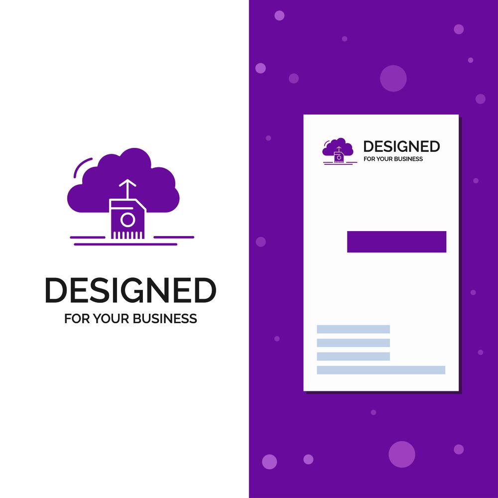 Business Logo for cloud, upload, save, data, computing. Vertical Purple Business / Visiting Card template. Creative background vector illustration. Vector EPS10 Abstract Template background