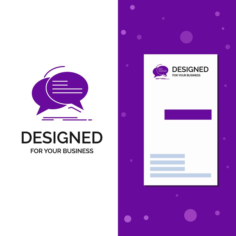 Business Logo for Bubble, chat, communication, speech, talk. Vertical Purple Business / Visiting Card template. Creative background vector illustration. Vector EPS10 Abstract Template background