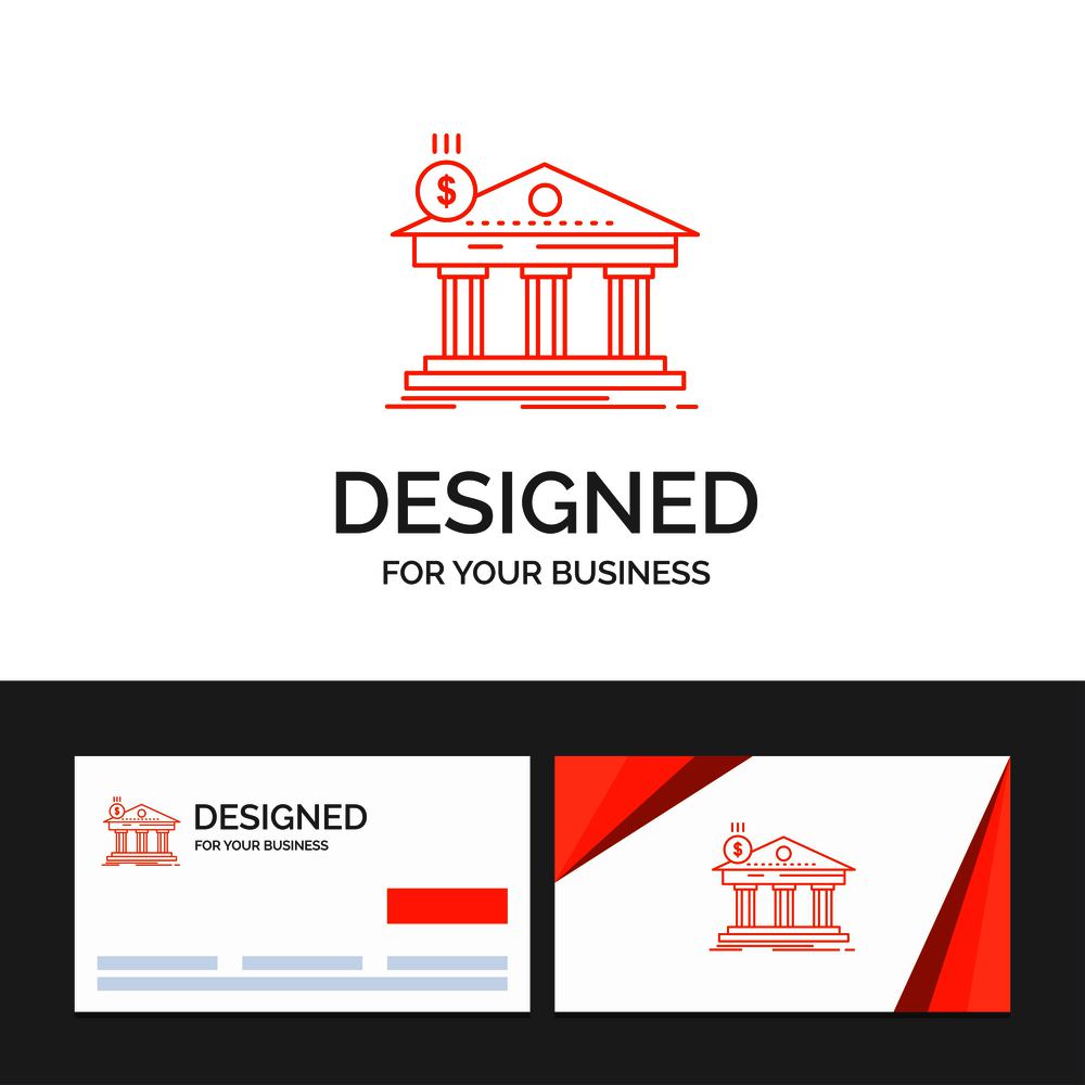 Business logo template for Architecture, bank, banking, building, federal. Orange Visiting Cards with Brand logo template. Vector EPS10 Abstract Template background