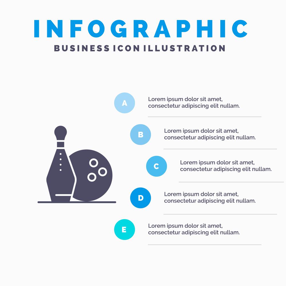 Activity, Bowling, Bowls, Keg ling Solid Icon Infographics 5 Steps Presentation Background