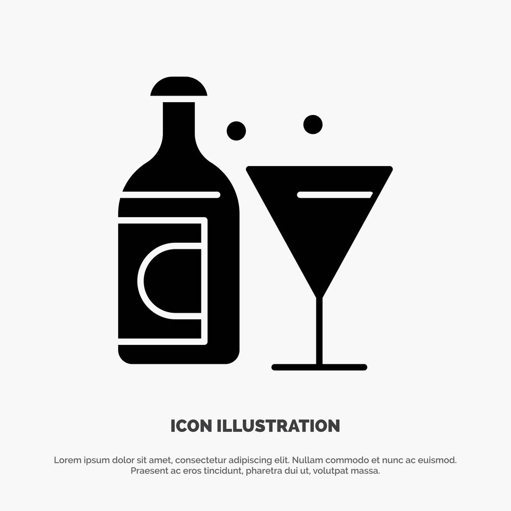 Wine, Glass, Bottle, Easter solid Glyph Icon vector