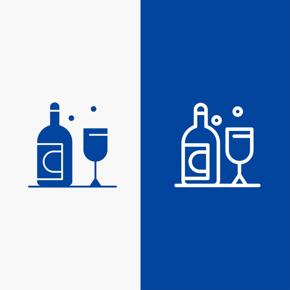 Bottle, Glass, Ireland Line and Glyph Solid icon Blue banner Line and Glyph Solid icon Blue banner
