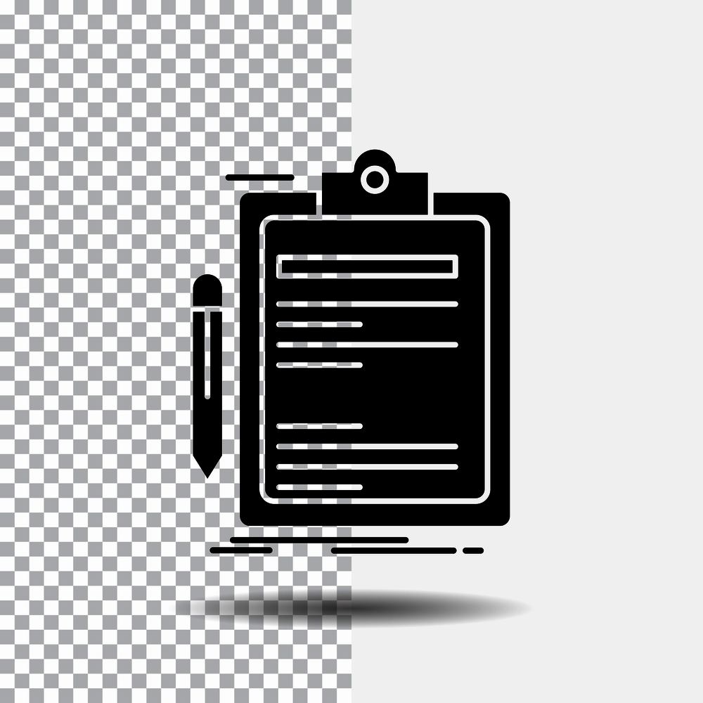 Contract, check, Business, done, clip board Glyph Icon on Transparent Background. Black Icon. Vector EPS10 Abstract Template background