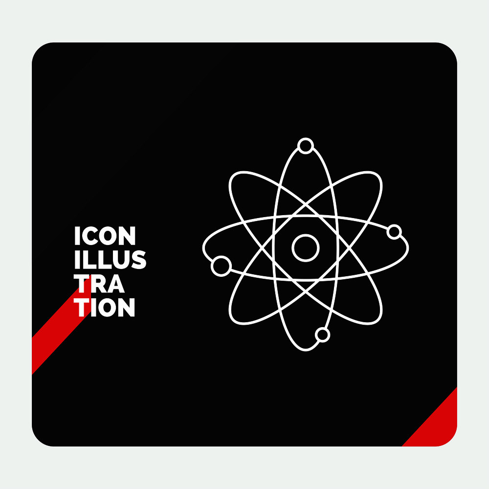 Red and Black Creative presentation Background for atom, nuclear, molecule, chemistry, science Line Icon. Vector EPS10 Abstract Template background