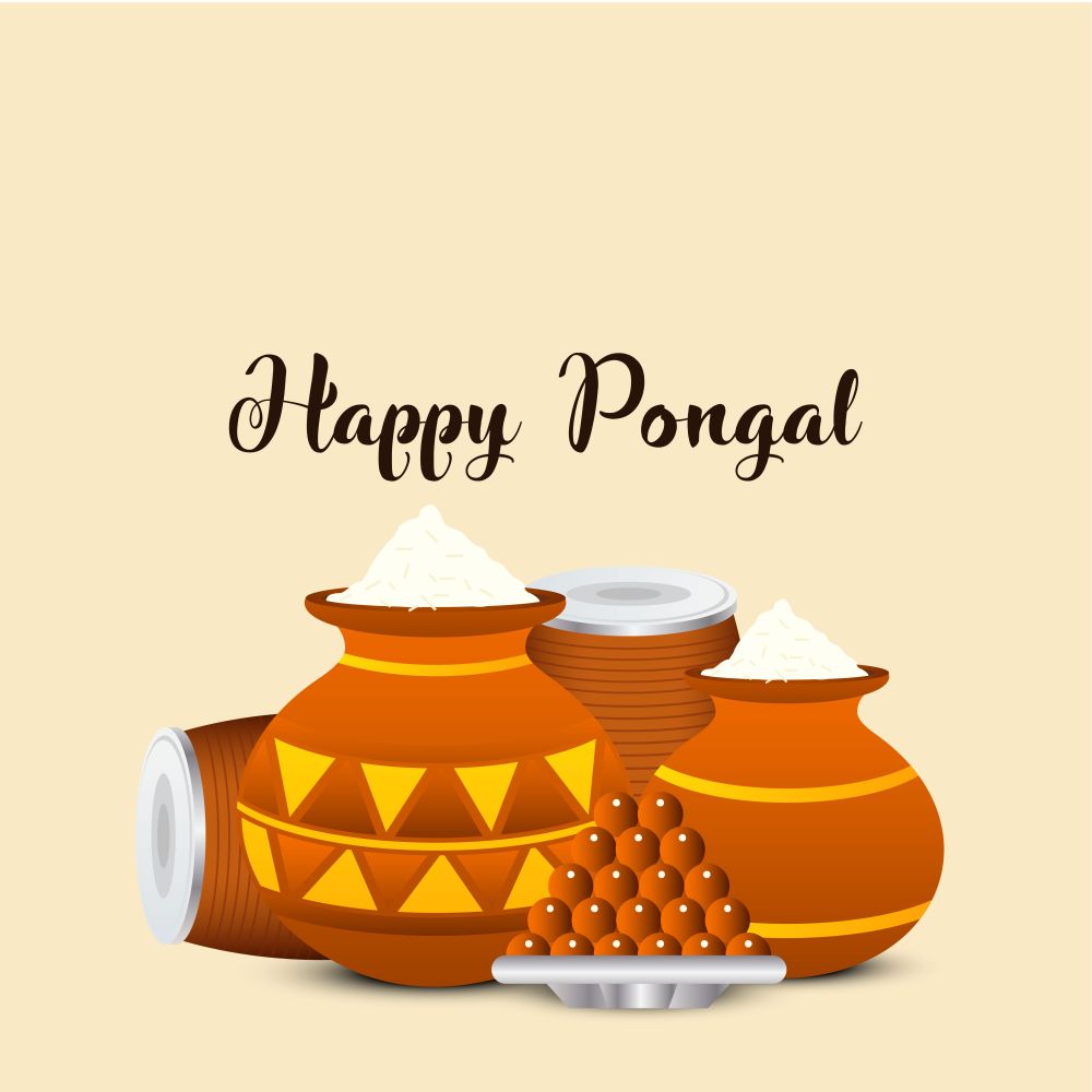 Happy Pongal Festival Background - Vector