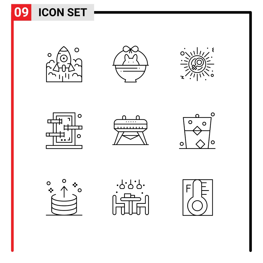 Pack of 9 Modern Outlines Signs and Symbols for Web Print Media such as show, magic, baby, box, woman Editable Vector Design Elements