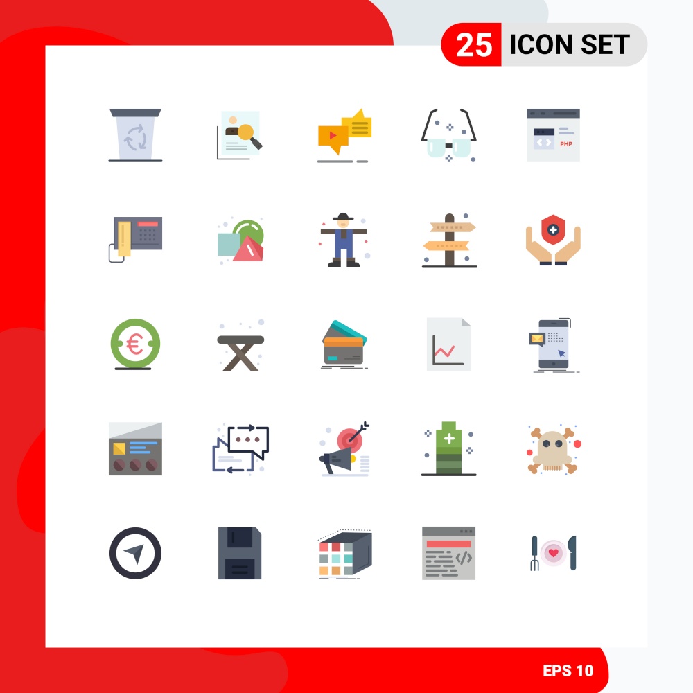 Modern Set of 25 Flat Colors Pictograph of modern, speech, resources, messaging, connection Editable Vector Design Elements