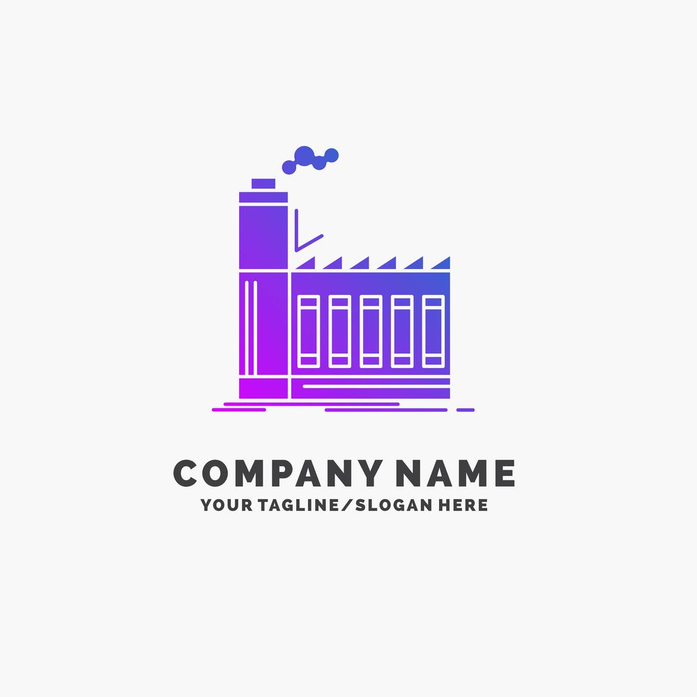 Factory, industrial, industry, manufacturing, production Purple Business Logo Template. Place for Tagline.. Vector EPS10 Abstract Template background