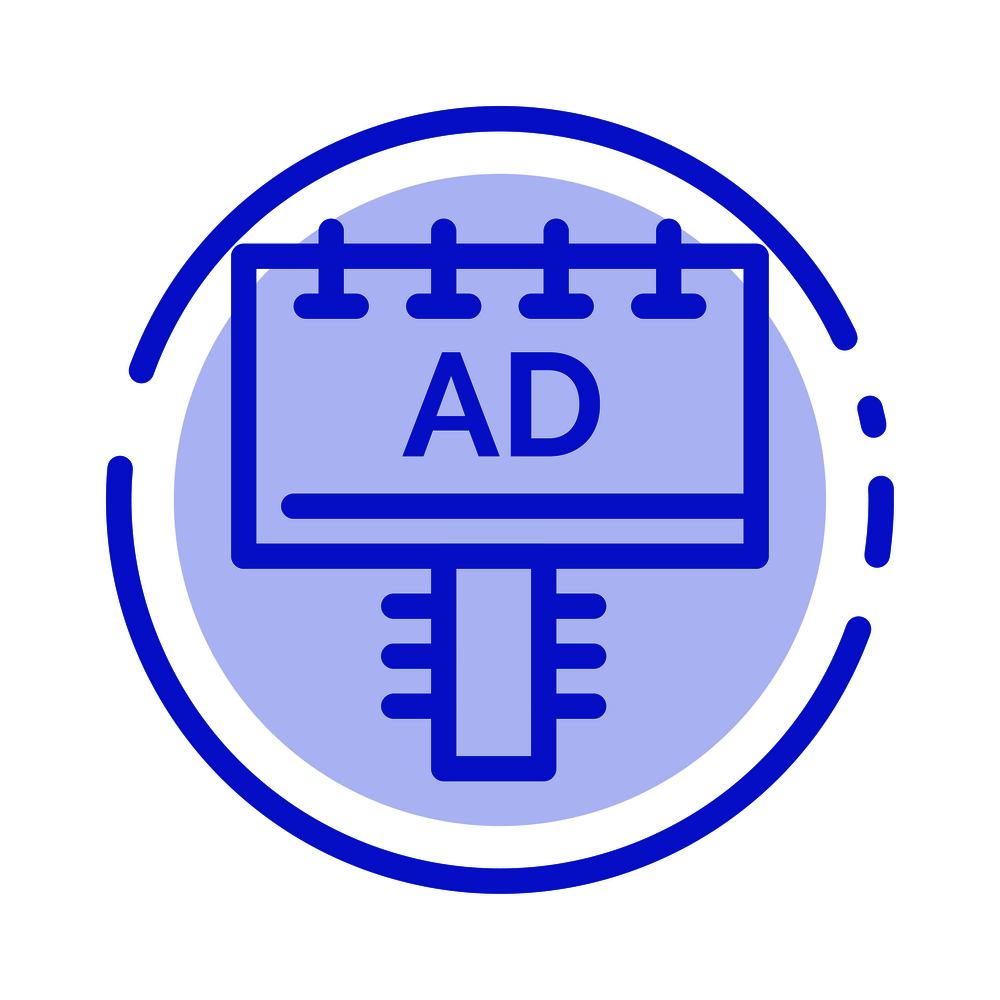Ad, Board, Advertising, Signboard Blue Dotted Line Line Icon