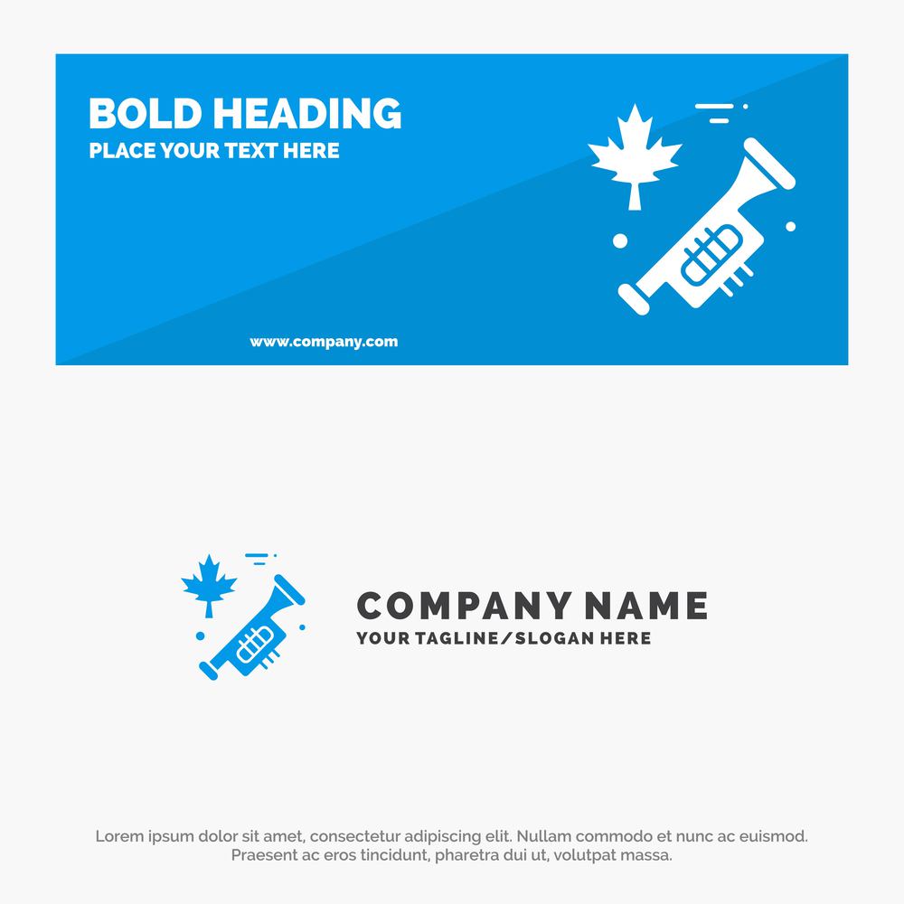 Canada, Speaker, Laud SOlid Icon Website Banner and Business Logo Template