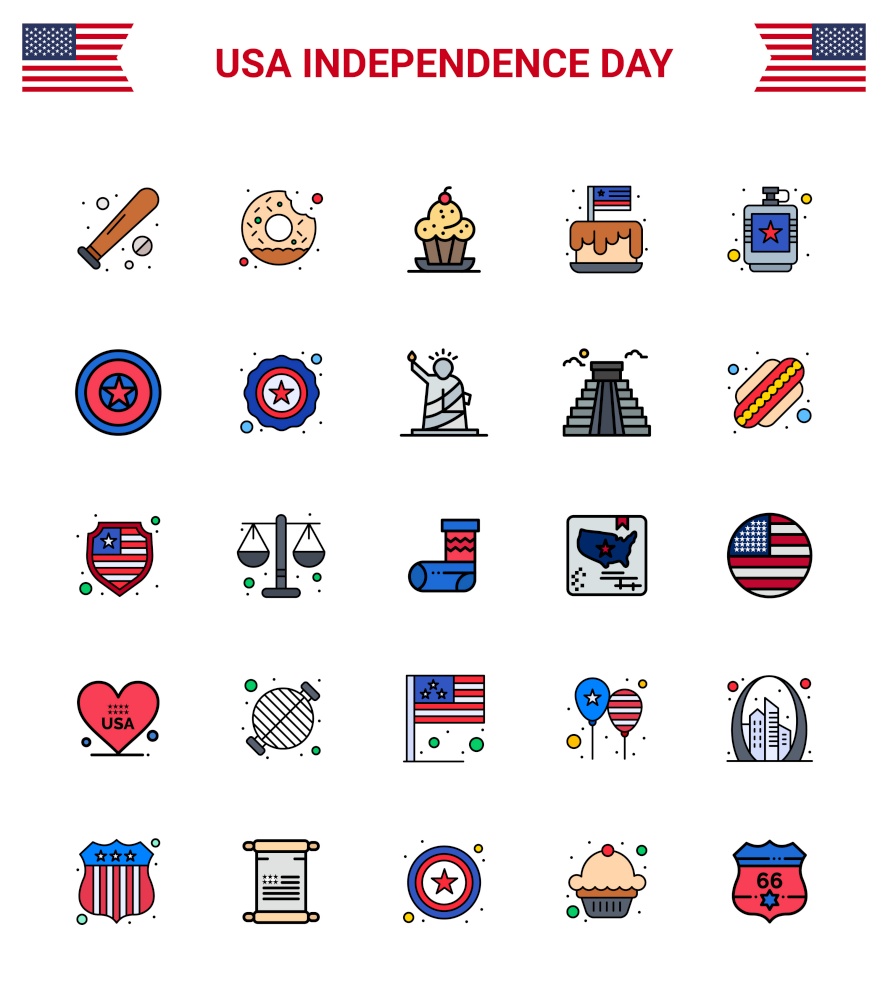 25 Creative USA Icons Modern Independence Signs and 4th July Symbols of party; cake; food; festival; sweet Editable USA Day Vector Design Elements
