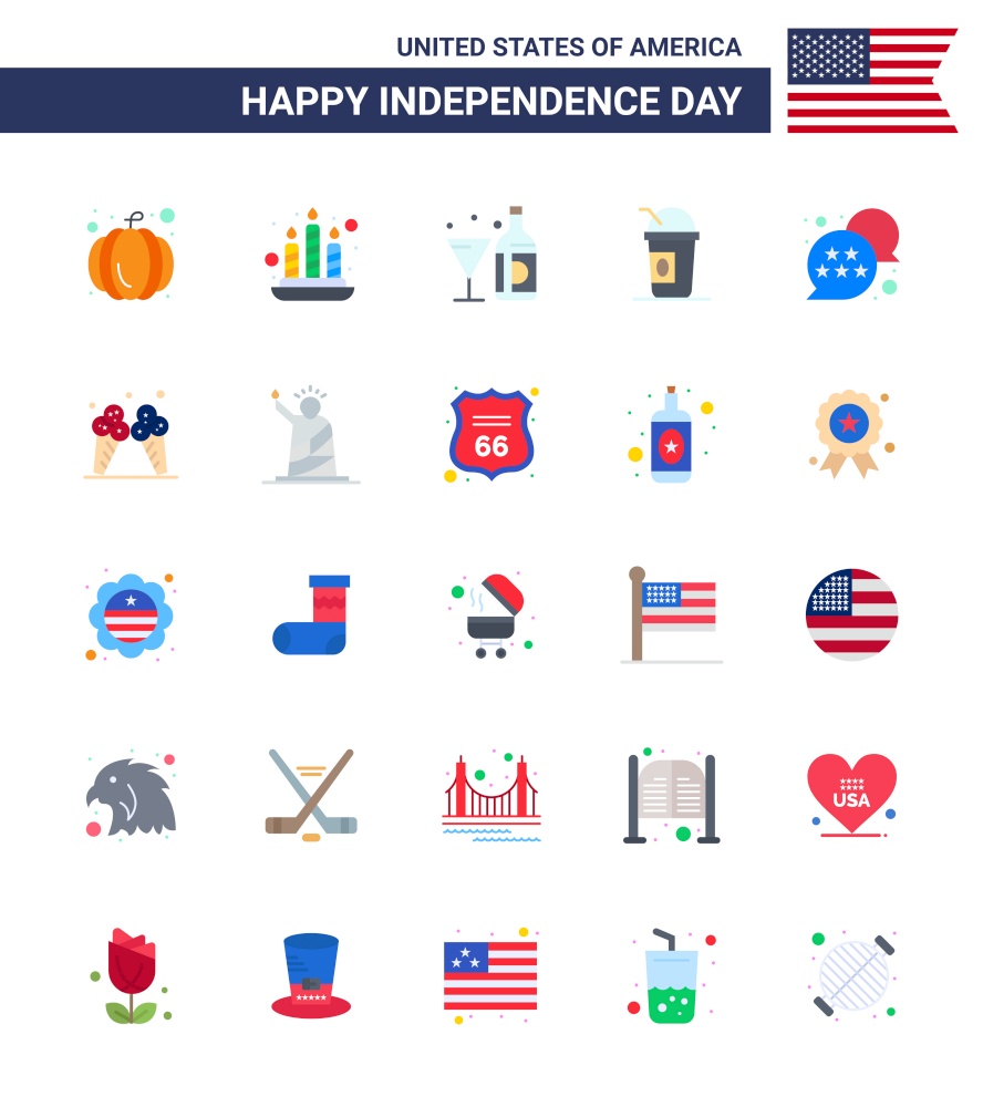 25 Flat Signs for USA Independence Day star; flag; american; states; american Editable USA Day Vector Design Elements