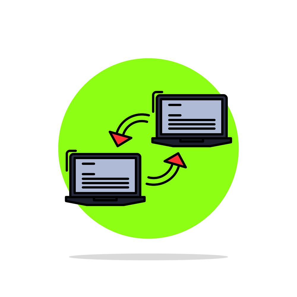 Computer, connection, link, network, sync Flat Color Icon Vector