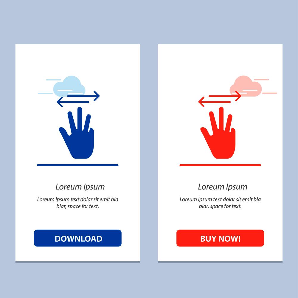 Hand, Hand Cursor, Up, Left, Right  Blue and Red Download and Buy Now web Widget Card Template