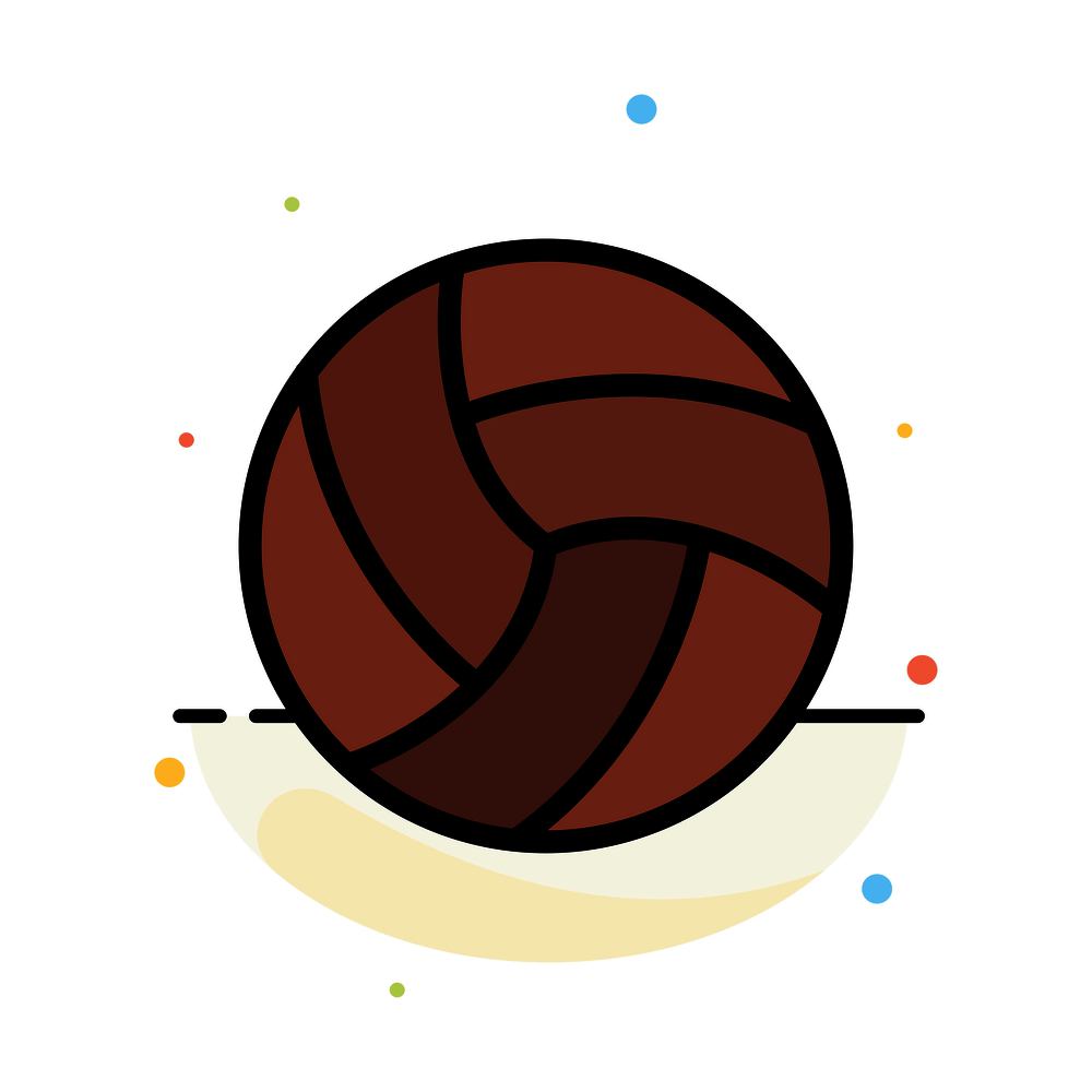 Ball, Volley, Volleyball, Sport Abstract Flat Color Icon Template