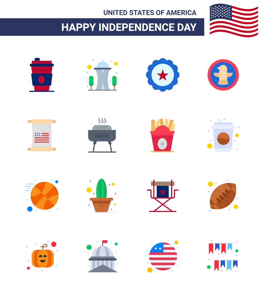 USA Happy Independence DayPictogram Set of 16 Simple Flats of text; eagle; glass; celebration; american Editable USA Day Vector Design Elements