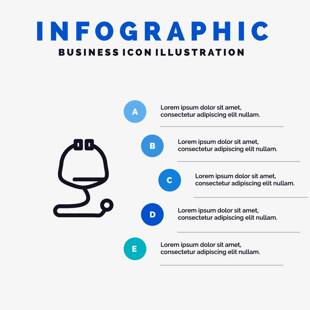 Medical, Healthcare, Medical, Stethoscope Line icon with 5 steps presentation infographics Background