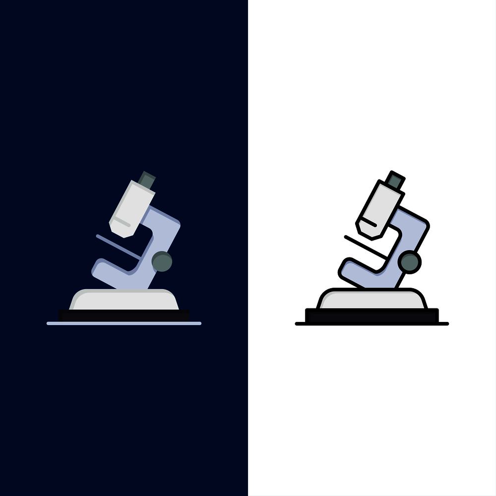 Lab, Microscope, Science, Zoom  Icons. Flat and Line Filled Icon Set Vector Blue Background