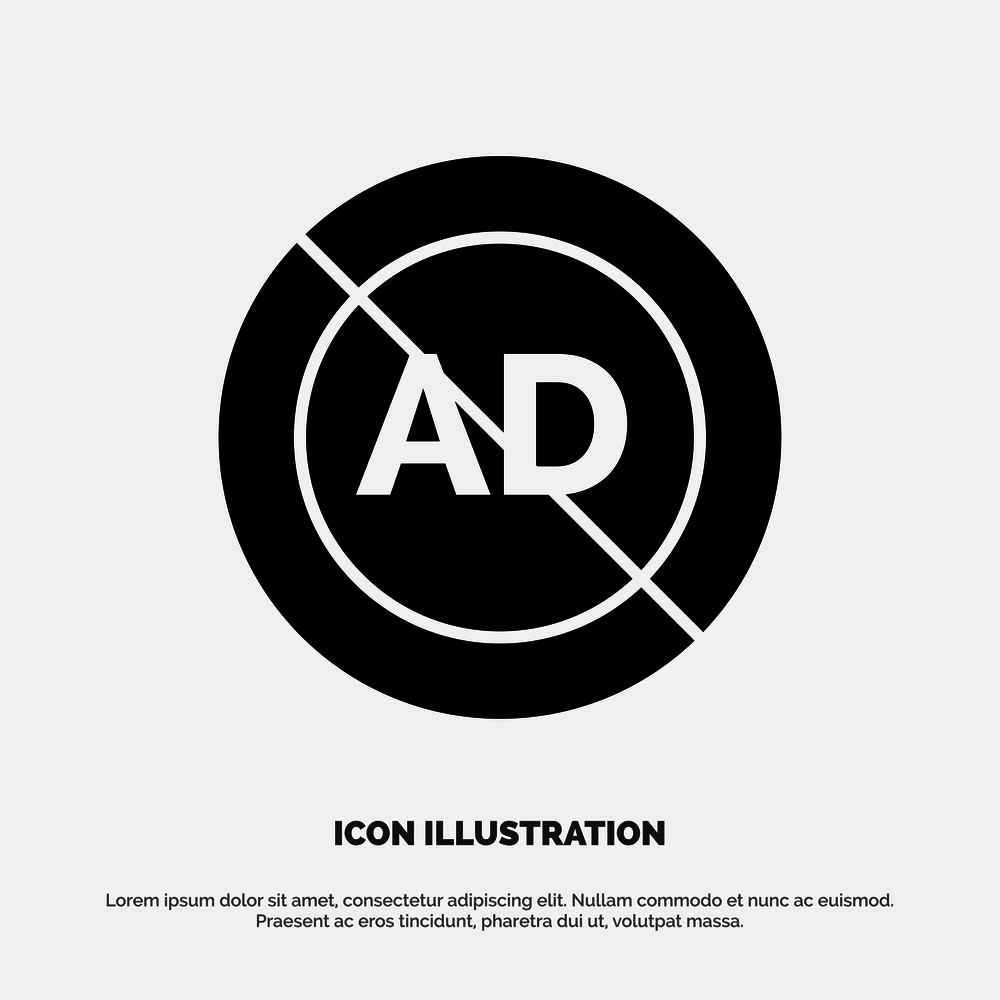 Ad, Ad block, Advertisement, Advertising, Block solid Glyph Icon vector