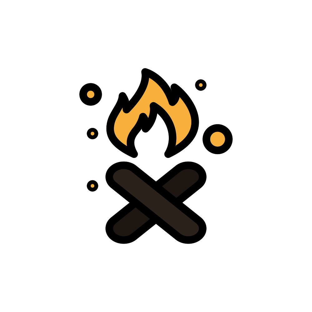 Burn, Fire, Garbage, Pollution, Smoke  Flat Color Icon. Vector icon banner Template